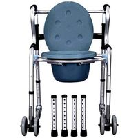 Multifunctional Wheelchair Lightweight Bedside Commodes and Walker Bath Chair with Wheel Portable Toilet Aluminum Folding Steel Frame Medical Aid Can Bear 200kg