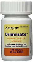 Driminate Generic for Dramamine Motion Sickness 50 mg Anti Nausea 100 ct by Major