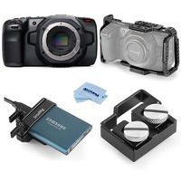 Blackmagic Design Pocket Cinema Camera 6K - Bundle with SmallRig HDMI and USB-C Cable Clamp, SmallRig Mount for Samsung T5 SSD, SmallRig Camera Cage f/Blackmagic Cinema Camera 4K/6K, Microfiber Cloth