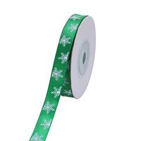 Christmas Ribbons Gift Wrapping Ribbons Grosgrain Ribbon Snowflakes Satin Ribbon for Xmas Holiday Party Decorations -Green