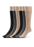 Silky Toes 3 or 6 Pk Men's Diabetic Non-Binding Cotton Dress Socks, Multi Colors Also Available in Plus Sizes… (9-11, Black/Grey/Tan - 6 Pairs)