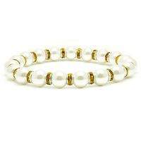 Accents Kingdom Women's Magnetic Hematite White Tuchi Simulated Pearl Bracelet with Simulated Citrine Crystal, 7.5"