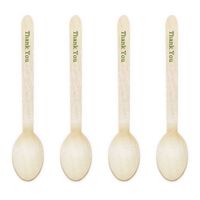 Dress My Cupcake Natural Wood Candy 100-Pack Buffet Cutlery Spoons DIY Kit, Thank You, 6.5-Inch, Leaf Green