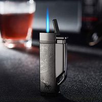 KATZONE - Fire-Breathing Dragon II Single Jet Windproof Cigar/Cigarette Torch Lighter W/Keychain Eyelet (Gunmetal)