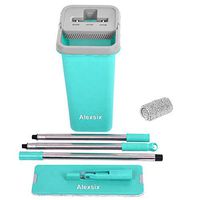 Alexsix Practical Flat Mop and Bucket Cleaner Tool, Handsfree Squeeze 2 in 1 Wash Dry, Reusable Microfiber Mop, Double Side use, Wet & Dry Mopping for Hardwood, Tile Floor Cleaning
