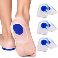 3 Pair Gel Heel Cups Plantar Fasciitis Inserts - Silicone Gel Heel Pads for Heel Pain, Bone Spur & Achilles Pain, Gel Heel Cushions and Cups, Pad & Shock Absorbing Support(Blue Small)