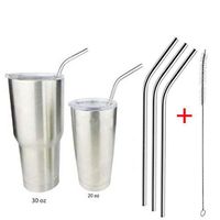 YJYdada 4 Pcs Stainless Steel Metal Drinking Straw Reusable Straws + 1 Cleaner Brush Kit