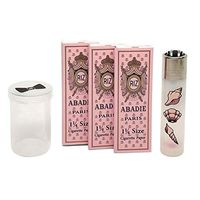 Abadie Rolling Papers 1 1/4 (3 Packs) with Beach Feels “Seashells” Clipper Lighter and Hippie Butler Small Pop Top Storage Container – 5 Items – Bundle