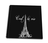 3dRose db_178953_1 French Black and White Eiffel Tower-Drawing Book, 8 by 8-Inch