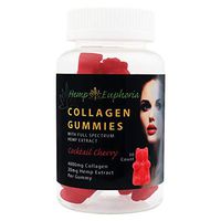 Hemp Euphoria Collagen Gummies 4000mg per Gummy - with Full Spectrum Hemp Extract 600mg per Bottle (20mg per Gummy) 30 Count - Cocktail Cherry Flavor