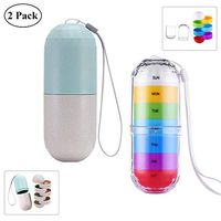 2 Pack Weekly Pill Organizer, 7 Day Portable Travel Pill Box Case Daily Medicine Organizer Container Moisture Proof Waterproof Pill Dispenser to Hold Vitamins Fish Oil Supplements Medication, BPA Free