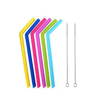 ZYTC Reusable Silicone Drinking Straws for Yeti 30 oz Yeti/Rtic Rambler with 2 Cleaning Brushes,Colorfull Straws Set of 6,Extra Long,Soft＆Flexible for Smoothies,Hot＆Cold Drinks,Safe for Kids.