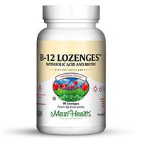 Vitamin B-12 Lozenges - with Folic Acid and Biotin - Methlycobalamin Form of B12 - Strawberry Flavor - 90 Chewies - Maxi Health - Kosher