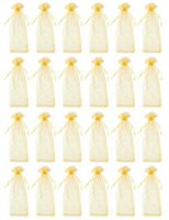 Wine Organza Bags - 24-Pack Drawstring Wine Bottle Organza Bags -Wine Wrapping Bags for Decoration, Storefront Display, Gift Bags, Party Favors - Gold, 14.5 x 5.5 inches