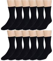 Women's Diabetic Socks - Loose Crew Fit For Better Circulation -12 Pack- By Zeke (9-11 Sock/4-10.5 Shoe, 12 Pk Black)