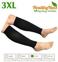 HealthyNees Shin Calf Sleeve 20-30 mmHg Medical Compression Circulation Extra Wide Plus Size Big Tall Leg Thick Calves Firm Support (Black, Big Calf 3XL)