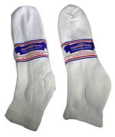 6 pair Physicians Choice White Diabetic Ankle Socks 10-13 Loose Fit made in USA