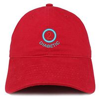 Trendy Apparel Shop Type Two Diabetic Embroidered Brushed Cotton Cap - Red