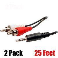 iMBAPrice (Pack of 2) 25 Feet 3.5mm Stereo Male to Two RCA Male Splitter Cable