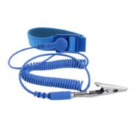 uxcell Anti-static Wrist Band Grounding Sky Blue Elastic Coiled Cable