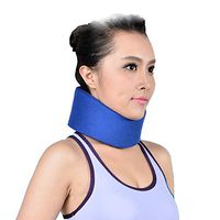 OBER Adjustable Soft Neck Brace Support Sponge Cervical Collar Stiff Neck Pain Relief Protect Neck Health Care Posture Corrector (Blue, L)