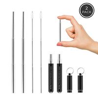 Sip Easy | 2 pack of stainless steel reusable straws for drinking (BLACK)