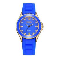 Fxbar Soft Silicone Rubber Strap Women Bracelet Watches Quartz Crystal Analog Wrist Watch Dress Watch(Blue)