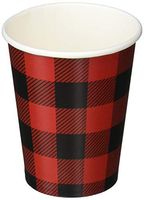 Creative Converting 321827 Buffalo Plaid Cups, 9 oz, Red & Black