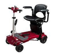 Iliving I3 Lightweight Foldable Electric Mobility Scooter, only 53 Pounds with Deluxe Seat, Adjustable Armrests, Basket-Carry Bag and Portable Charging Station (Red)