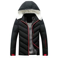 Alvinm Men's Jacket Casual Warm Zipper Long Sleeve Hooded Jacket Coat Outwear Black