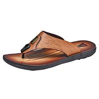 Yomiafy Men's Flip Flop Leisure Lightweight Thong Sandals Outdoor Home Beach Slippers(Coffee,US:8)