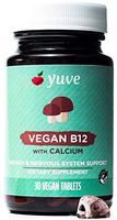 Yuve Vegan B12 with Calcium for Maximum Absorbption - Active Energy & Central Nervous System Support - 1000mcg Cobalamin Vitamin B 12 - Natural, Non-GMO, Gluten-Free, Sugar-Free - 30 Tabs