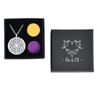 Be & El Essential Oil Necklace - Diffuser Oils Necklaces Set with 12 Refill Pads - Stainless Steel Aroma Diffusing Locket Pendant with Chain - Aromatherapy Holder for Women, Men, Kids, Boys, Girls