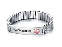HUANIAN Free Engraving-Unisex Stainless Steel Medical Alert ID Stretch Bracelet for Men and Women