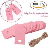 Gift Tags, Kraft Paper，Price Tags with String Craft Tags，Perfect for Arts and Crafts, Wedding Christmas Day Thanksgiving and Holiday, 100PCS (Pink)