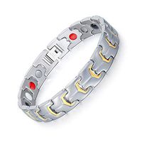 Extra Germanium Strength Magnetic&Negative-ions Therapy 316L Stainless Steel Bracelets for Men Health Stress Relief Wristband [Free Links Removal Tool]