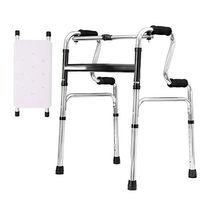 XHRHao Foldable Walker with Shower Chair Fuction 8 Adjustable Height Levels(72-90cm) Made of Aluminum Alloy Rollator Lightweight Waterproof Portable Walk Assist for Elderly Silver