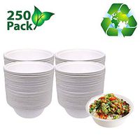OURhome Disposable Large Rice Bowls (250 Count) Made from Sugarcane Bagasse, Eco-Friendly,Biodegradable and Compostable Bowls for Picnics, Bbqs,and Parties