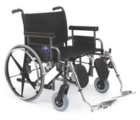 Medline Excel Shuttle Bariatric Wheelchair, 28" Wide Seat, Desk Length Arms, Elevating Legrests, Hammertone Frame