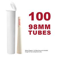 98MM White Doob Tubes | 100 Pack | Waterproof Airtight and Smell Proof Vial Container | Child Resistant with Squeeze Pop Tops | BPA-Free | Ideal for Storing Pre Rolled Raw Cones