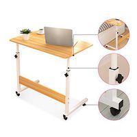CBHLZ Adjustable Laptop Stand Portable Standing Desk with Lockable Wheels Side Table for Bed Sofa Hospital Reading Eating Cart Tray, Yellow
