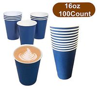 Paper Hot Cold Cups 16 oz.Disposable Coffee Beverages Cups Party Cups for Hot and Cold Drinks 100 Pack Blue