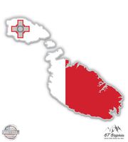 GT Graphics Malta Map Flag Country Shape - 5" Vinyl Sticker - for Car Laptop I-Pad - Waterproof Decal