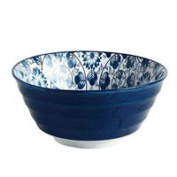 ZSQAI Japanese Style Hand Painted Blue And White Porcelain Bowl Creative Ceramic Ramen Soup Bowl Fruit Salad Bowl Retro Tableware
