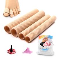 vuUUuv 4 Tubes- Fiber Toe Cover with Free Cutting-Finger Silicone Protector for Corns, Calluses & Blisters Toe Sleeves(2 Large+2 Medium-Massage)