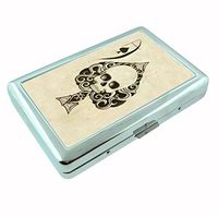 Ace of Spades Skull Metal Silver Cigarette Case Holder Box