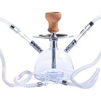 YINSY 11" Acrylic Hookah Kit Set, Portable Hookah Shisha with LED and Bowl+Hose+Charcoal Holder Accessories,Double Tube