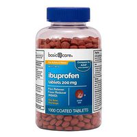 Basic Care Ibuprofen Tablets 200 mg, Pain Reliever/Fever Reducer (NSAID), 1000 Count