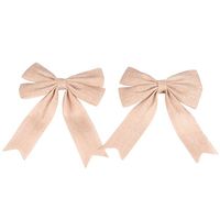 Healifty Hessian Bowknot 2Pcs Burlap Bowknot Hessian Jute Bows Embellishments for DIY Crafts Christmas Weddings Party Decoration (Flaxen)