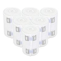 Nexskin 3" Organic Latex Free American Cotton - Comfort Elastic Bandage with Clip Fasteners - White, 6 Pack